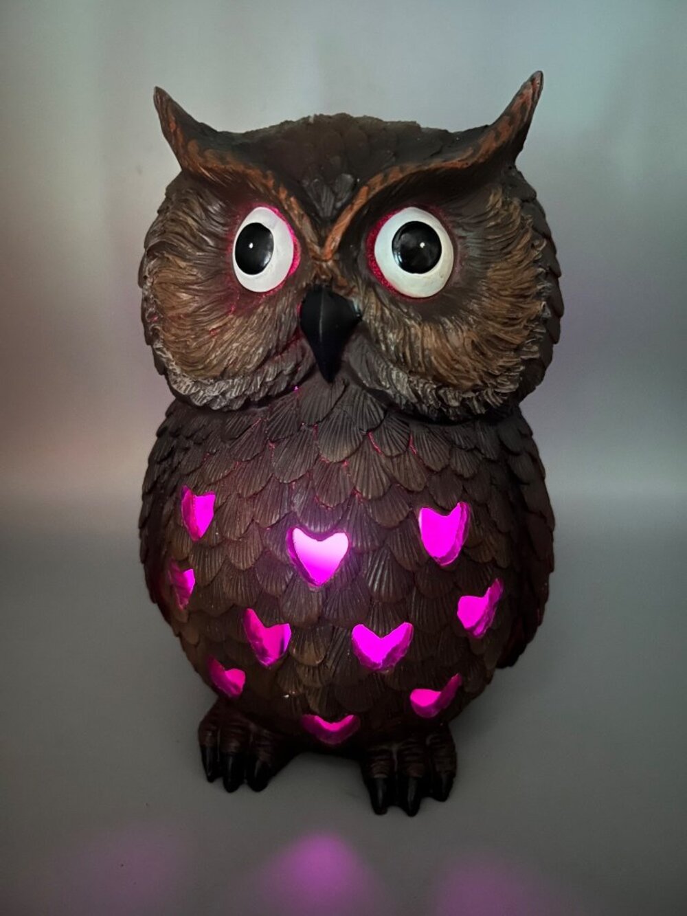 Colour Changing Owl 8" Tall Table Decor Inside or Outdoor Halloween Bird Scare - Picture 15 of 16